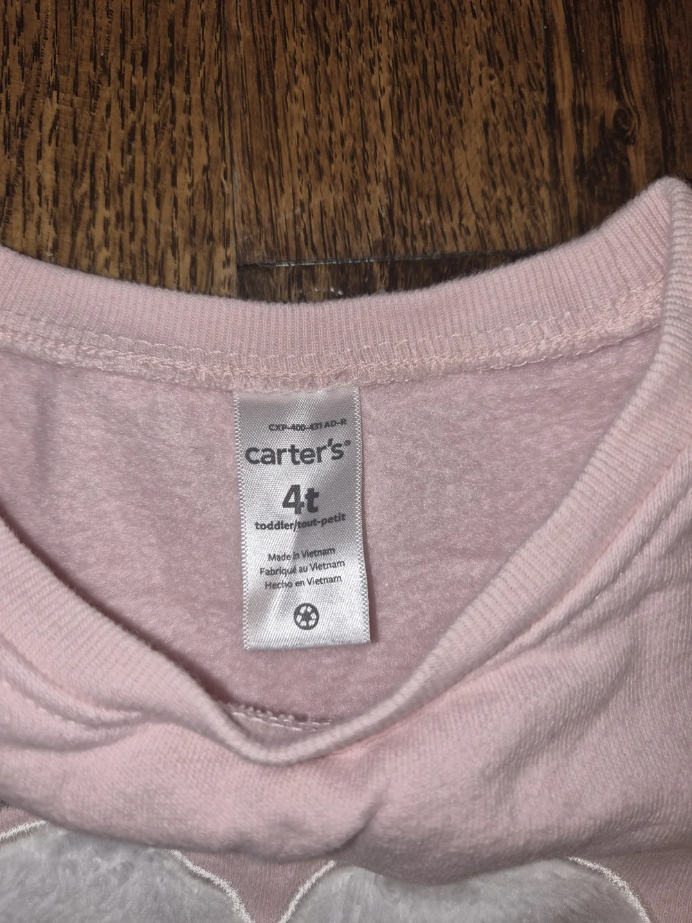 Carter's Light Pink Long Sleeve Fleece Sweatshirt White Heart 'Wild at Heart' 4T